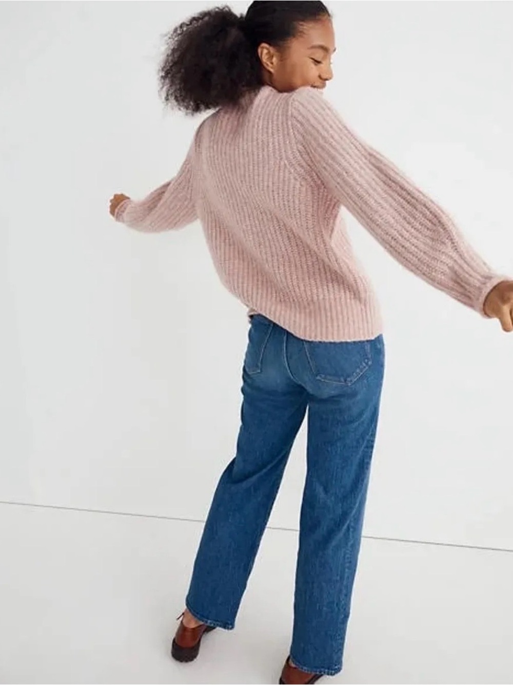 Madewell Mock-Neck Sweater in Blush Pink